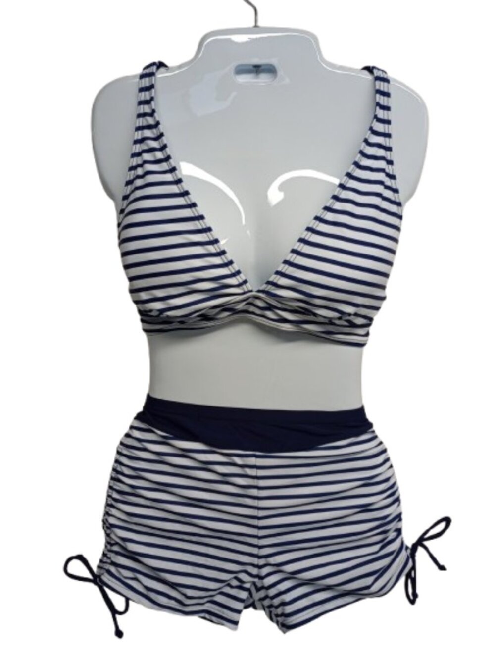 YONIQUE Striped Bikini Set Blue and White Size M NWT
